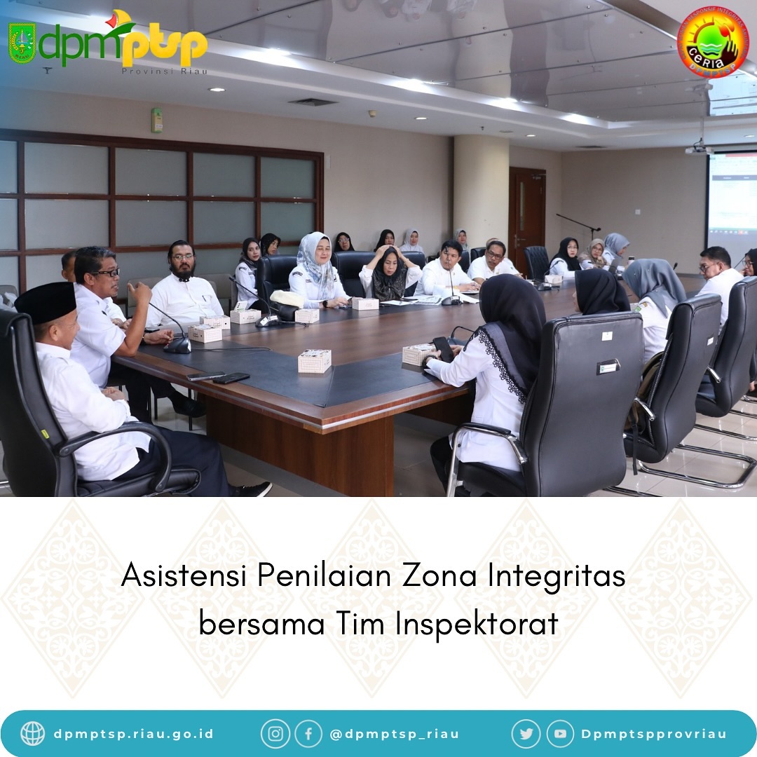 Asistensi Evaluasi Zona Integritas di DPMPTSP Provinsi Riau Bersama Tim Inspektorat